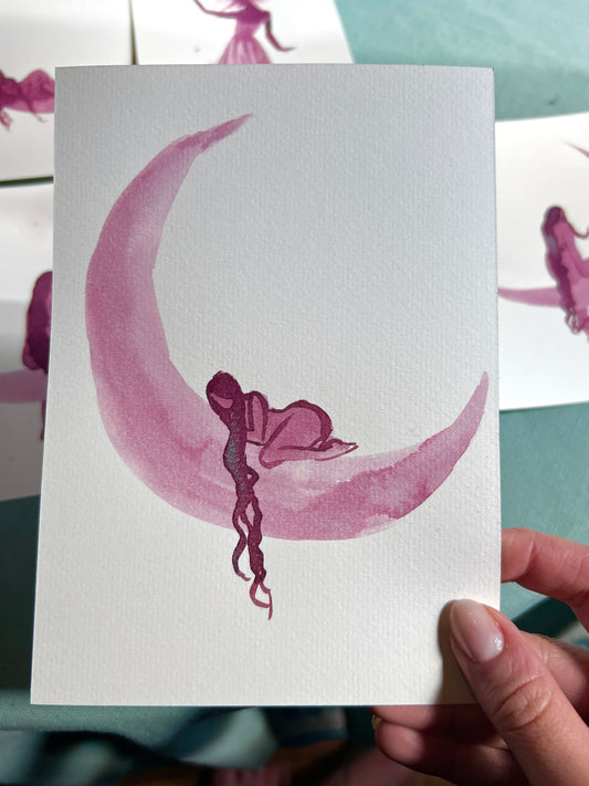 moon perched - original sparkling ink drawings on paper