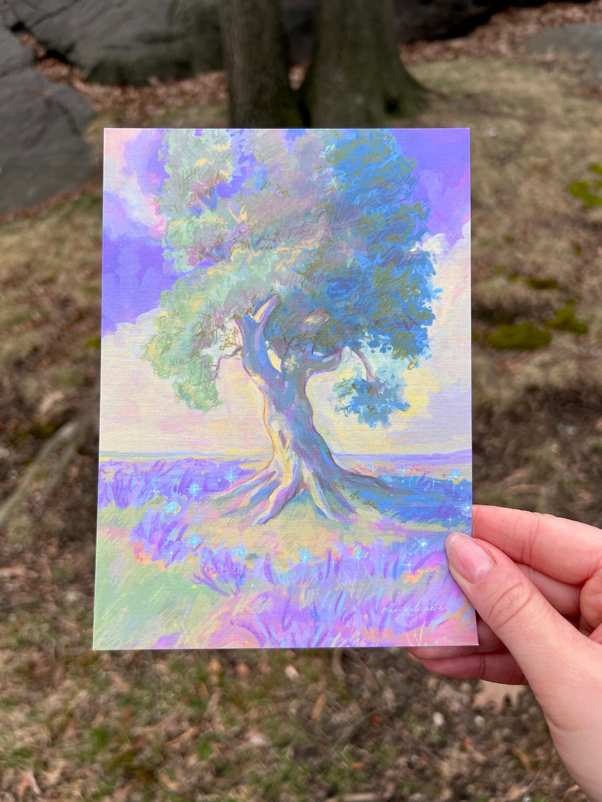 the fairy ring - fantasy landscape art print from original gouache painting