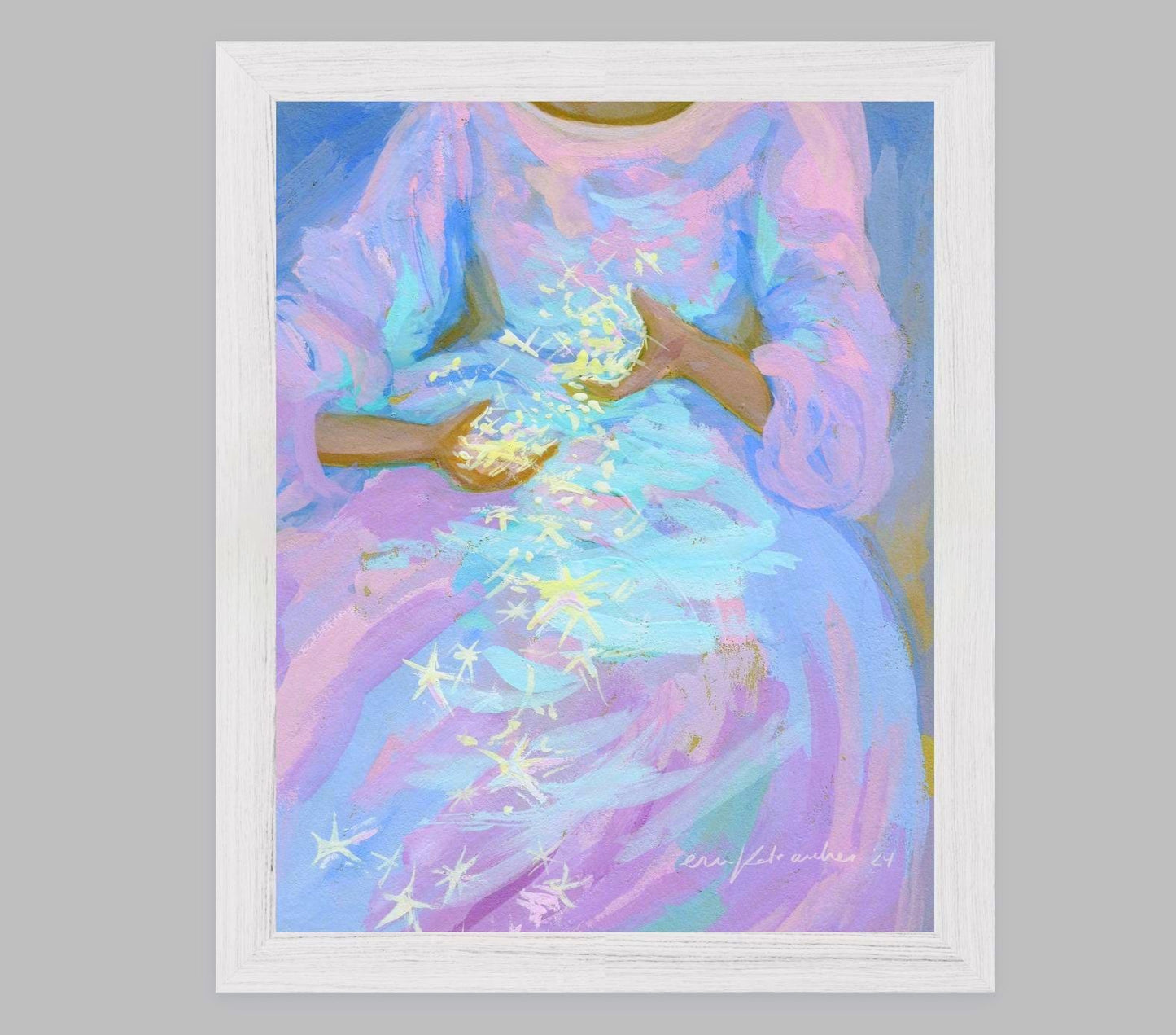star tumble - pastel-color art print from original gouache painting - magical celestial fairytale
