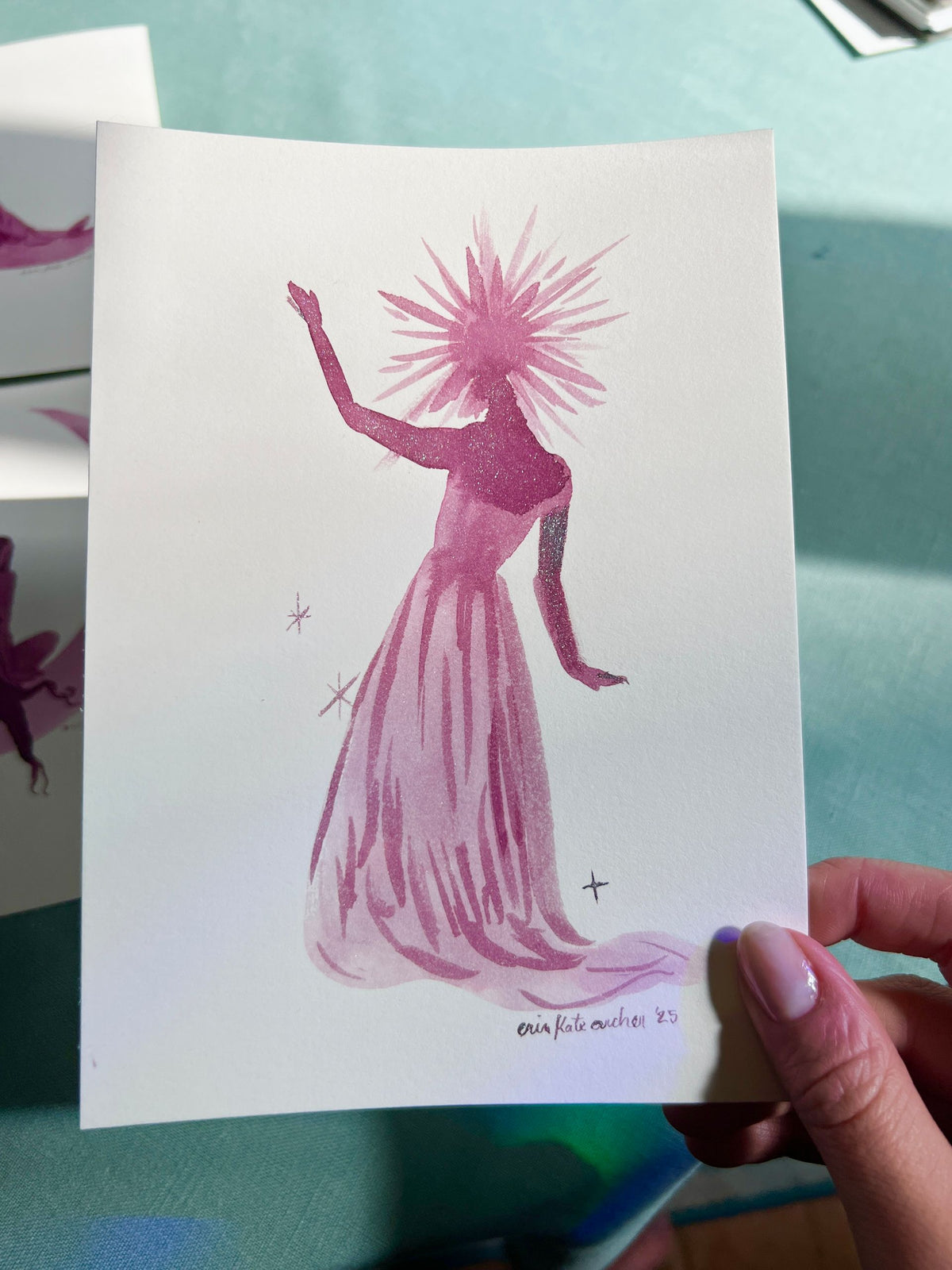 moon perched - original sparkling ink drawings on paper