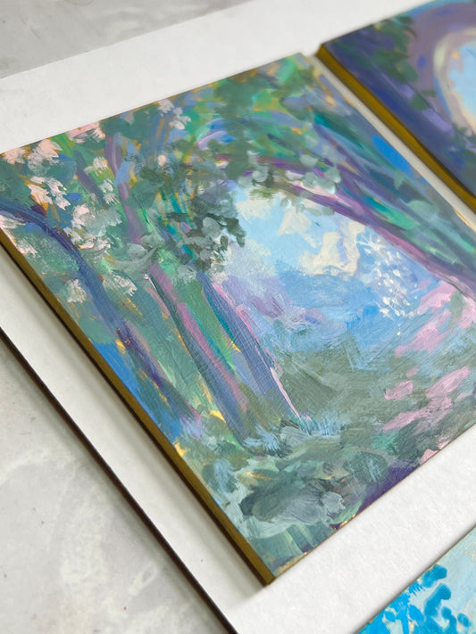 mini elven landscapes on gold