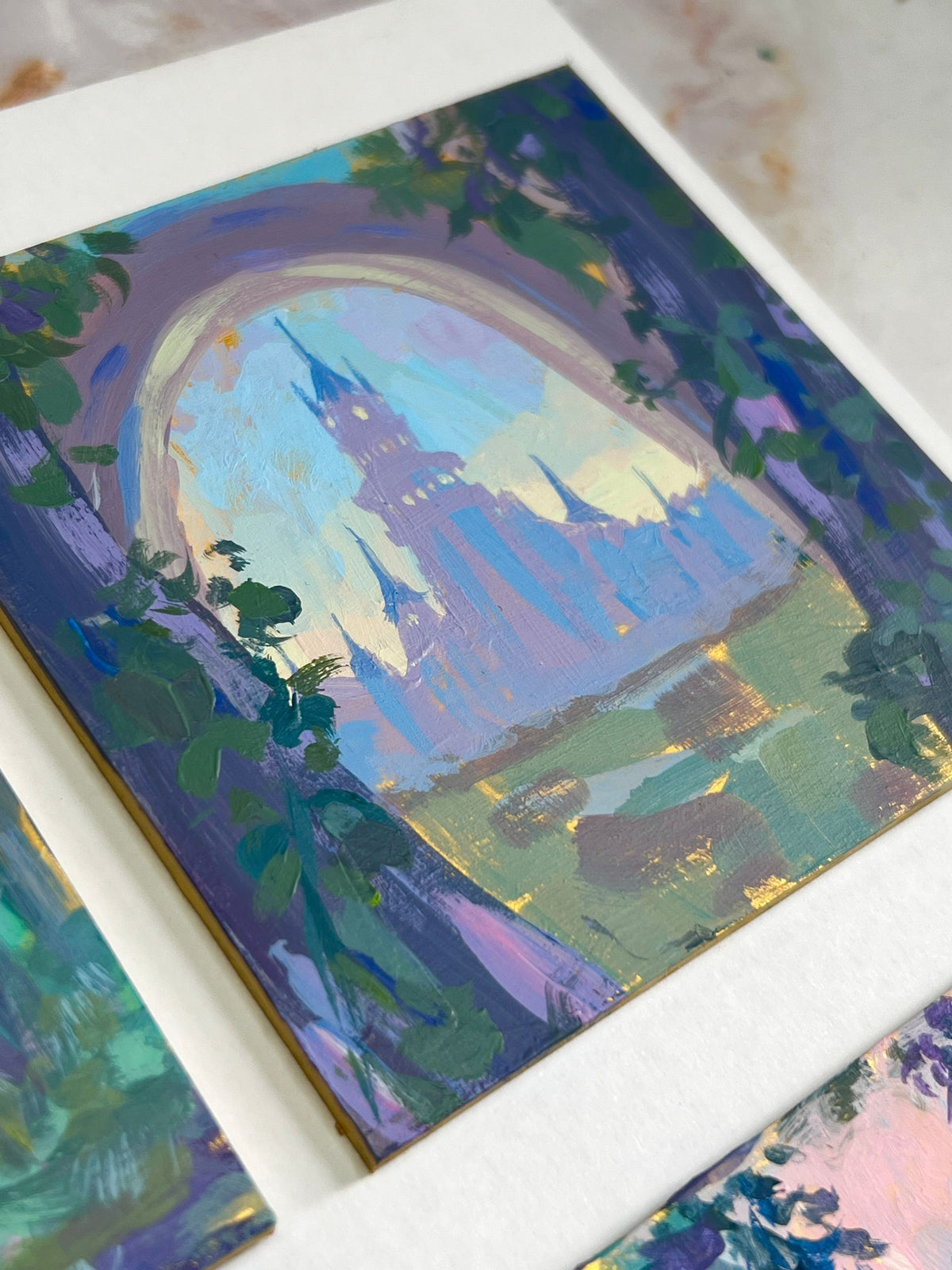 mini elven landscapes on gold