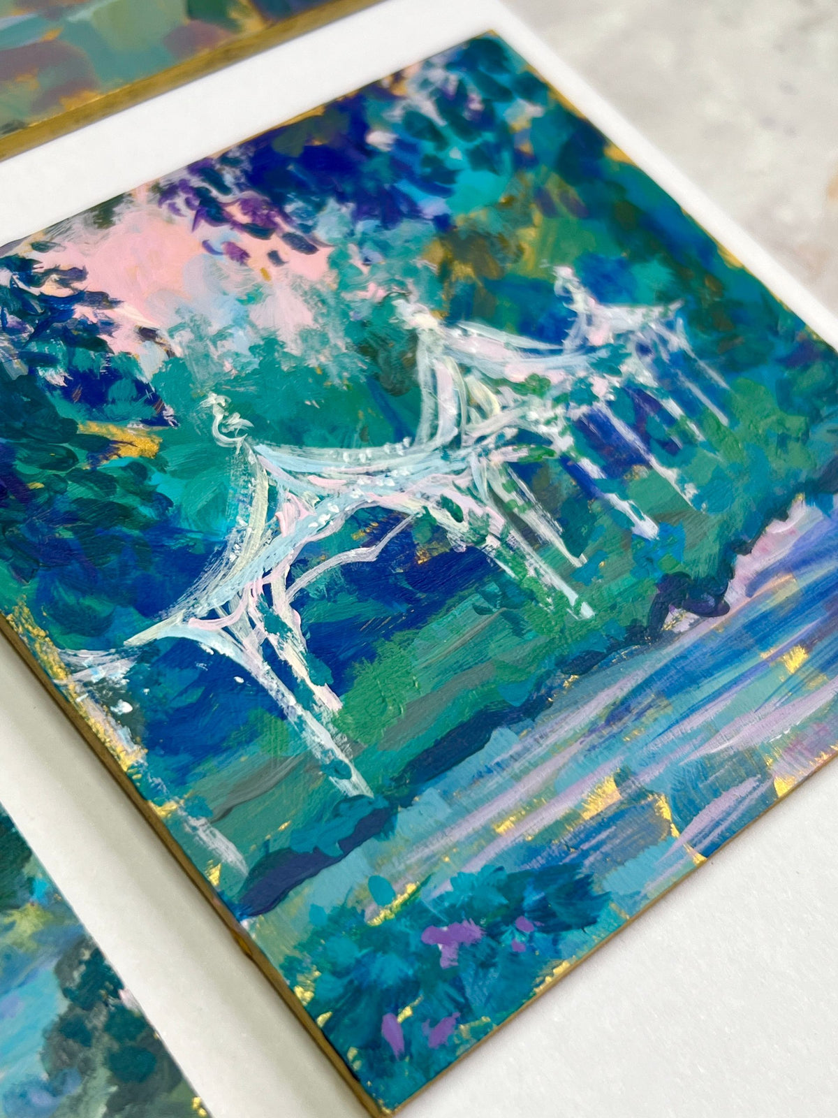 mini elven landscapes on gold