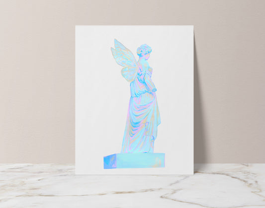faerie statue ii iridescent illustration art print from original gouache painting