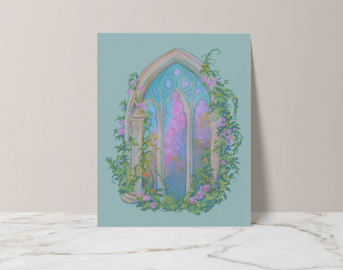daydream window, art print from original gouache painting for romantic bookworms