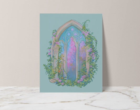 daydream window, art print from original gouache painting for romantic bookworms