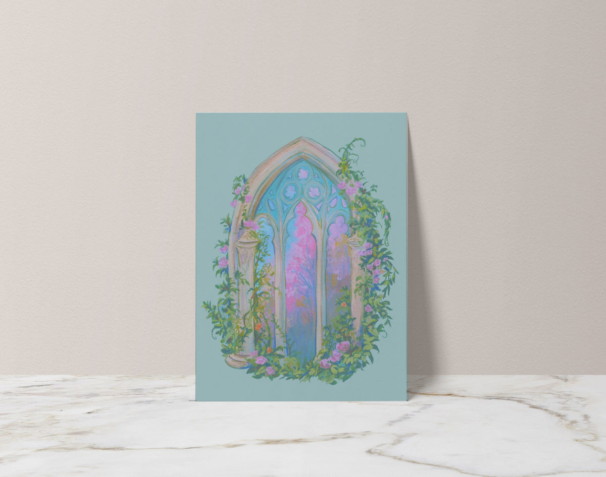 daydream window, art print from original gouache painting for romantic bookworms