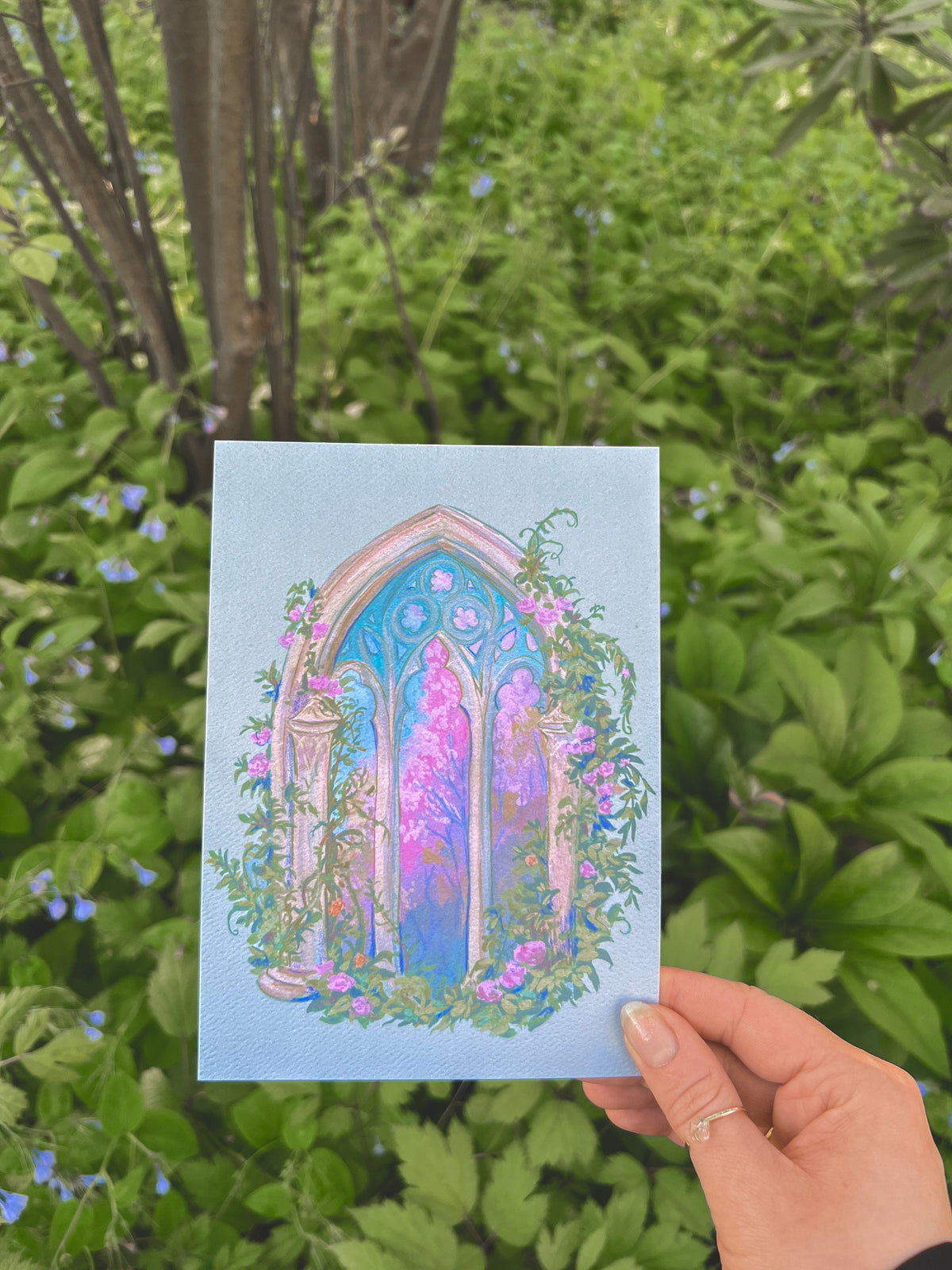 daydream window, art print from original gouache painting for romantic bookworms