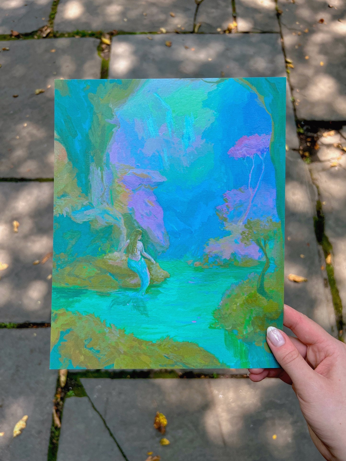 mermaid lagoon art print from original gouache painting