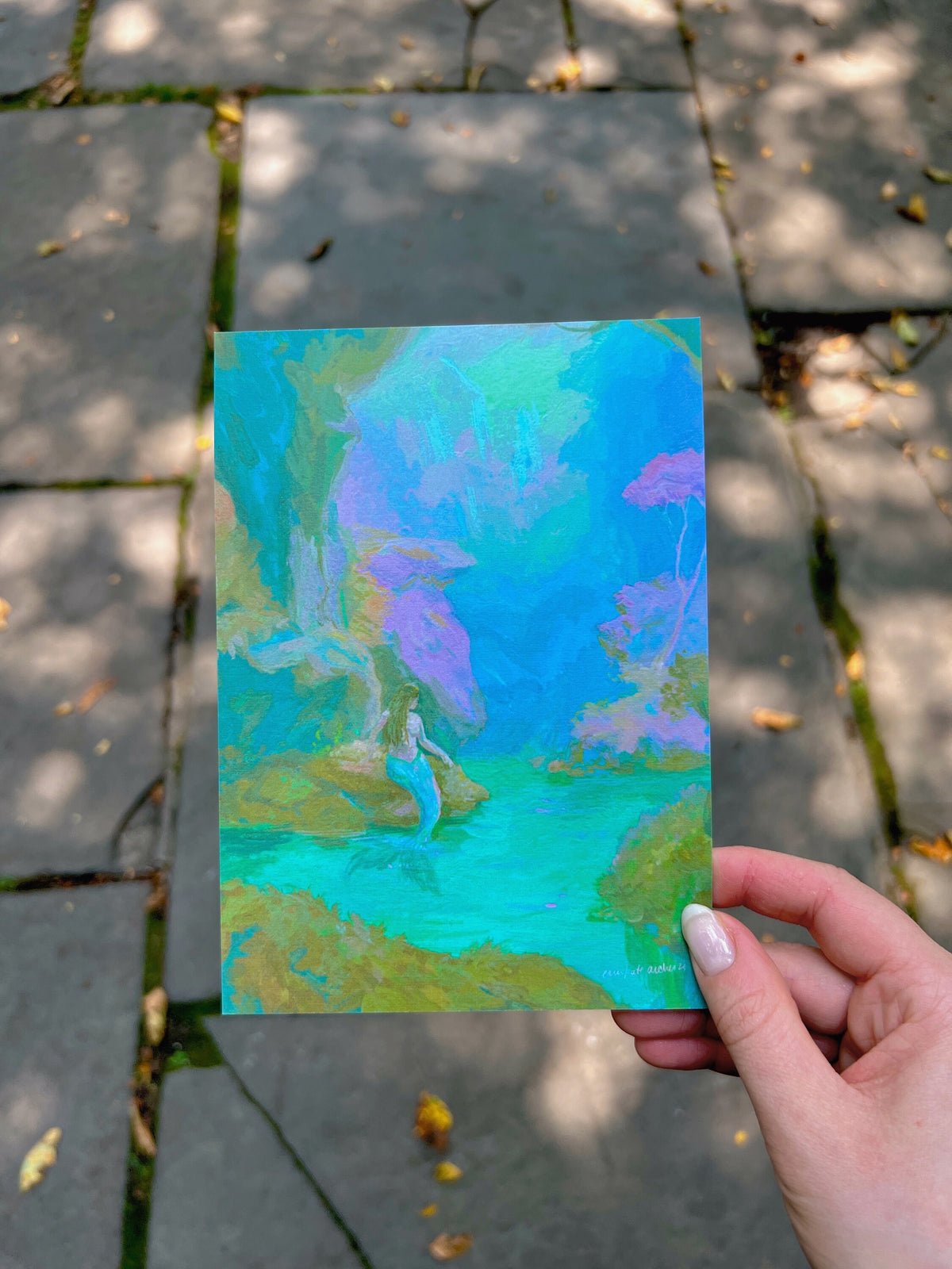mermaid lagoon art print from original gouache painting