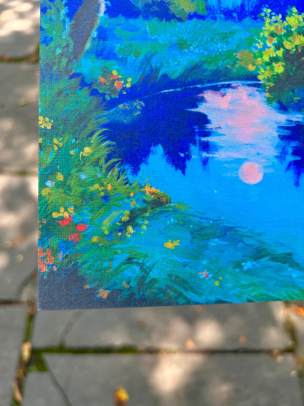 moonlit dip - art print from original acrylic painting - fantasy landscape romantic illustration