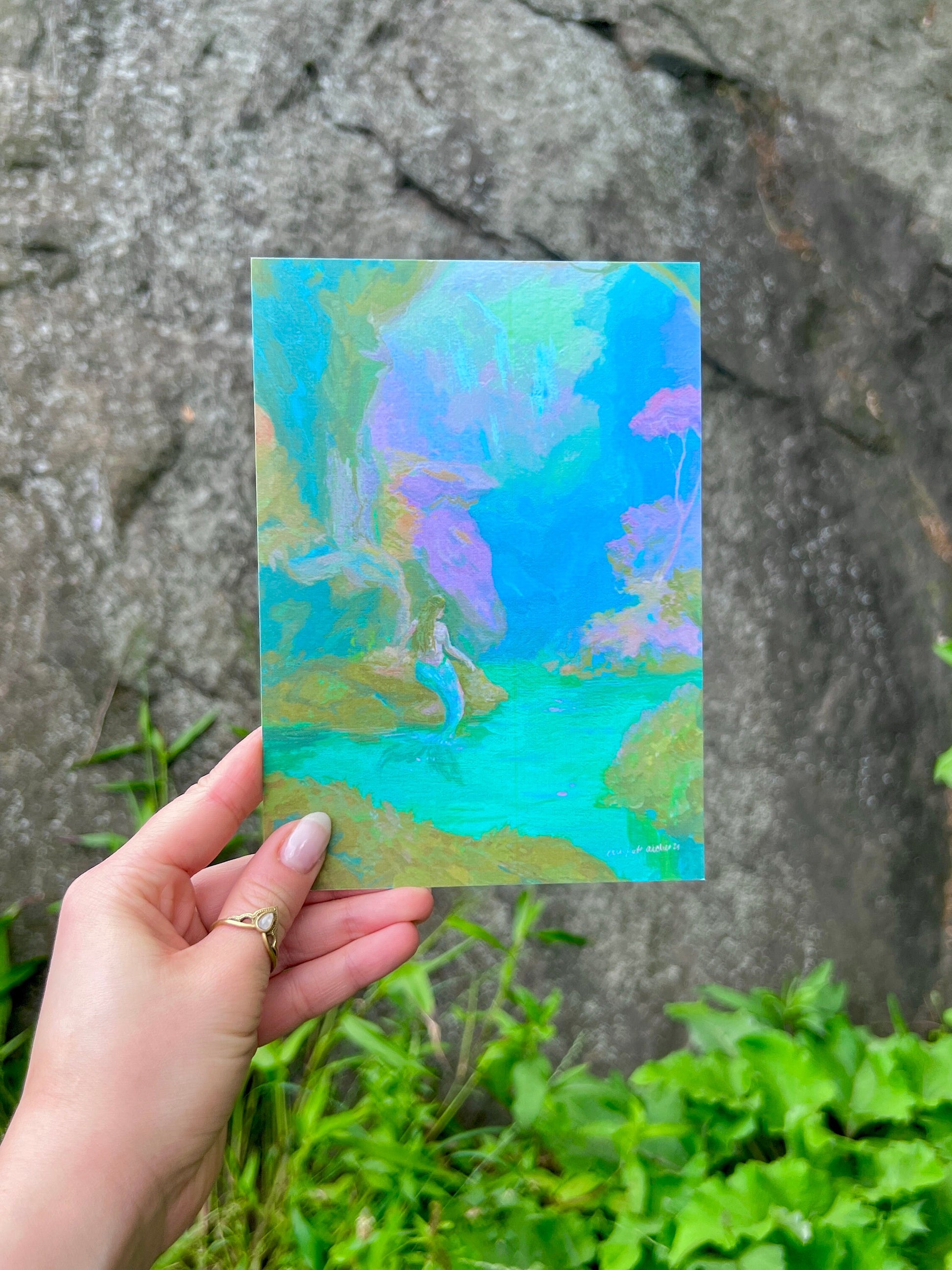 mermaid lagoon art print from original gouache painting