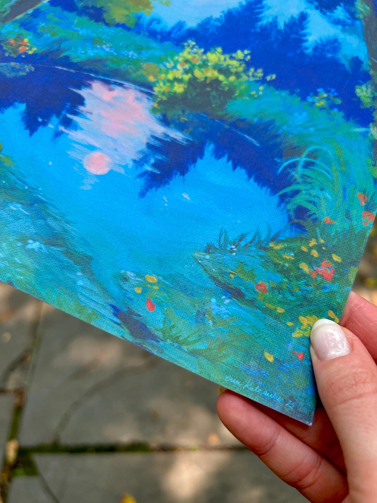 moonlit dip - art print from original acrylic painting - fantasy landscape romantic illustration