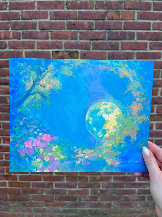 lunar bloom art print from original gouache painting