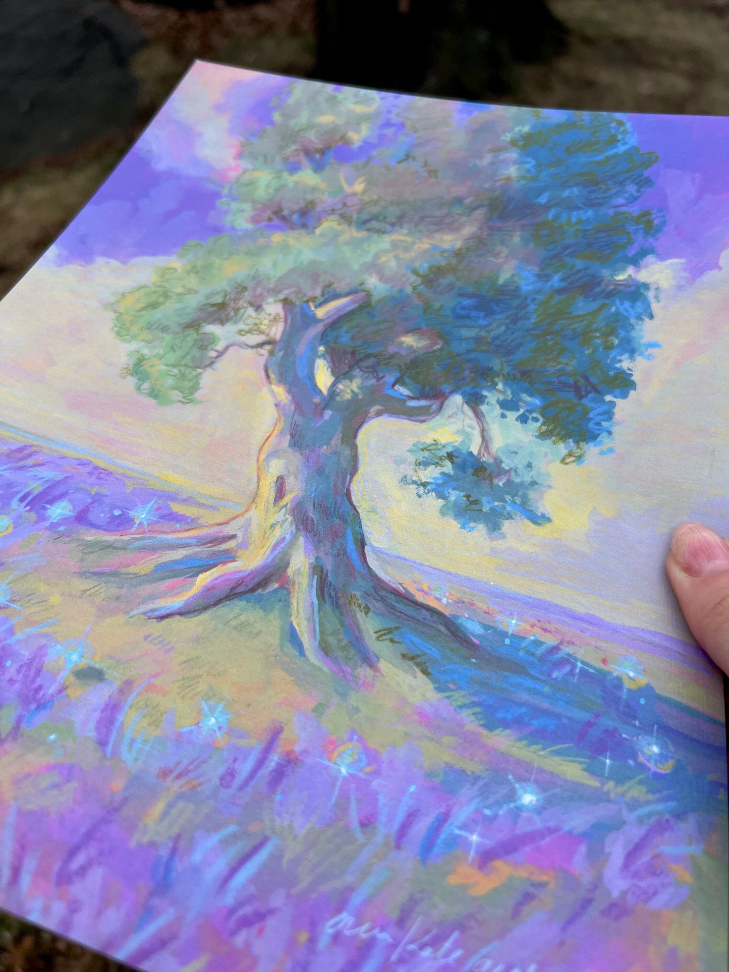the fairy ring - fantasy landscape art print from original gouache painting