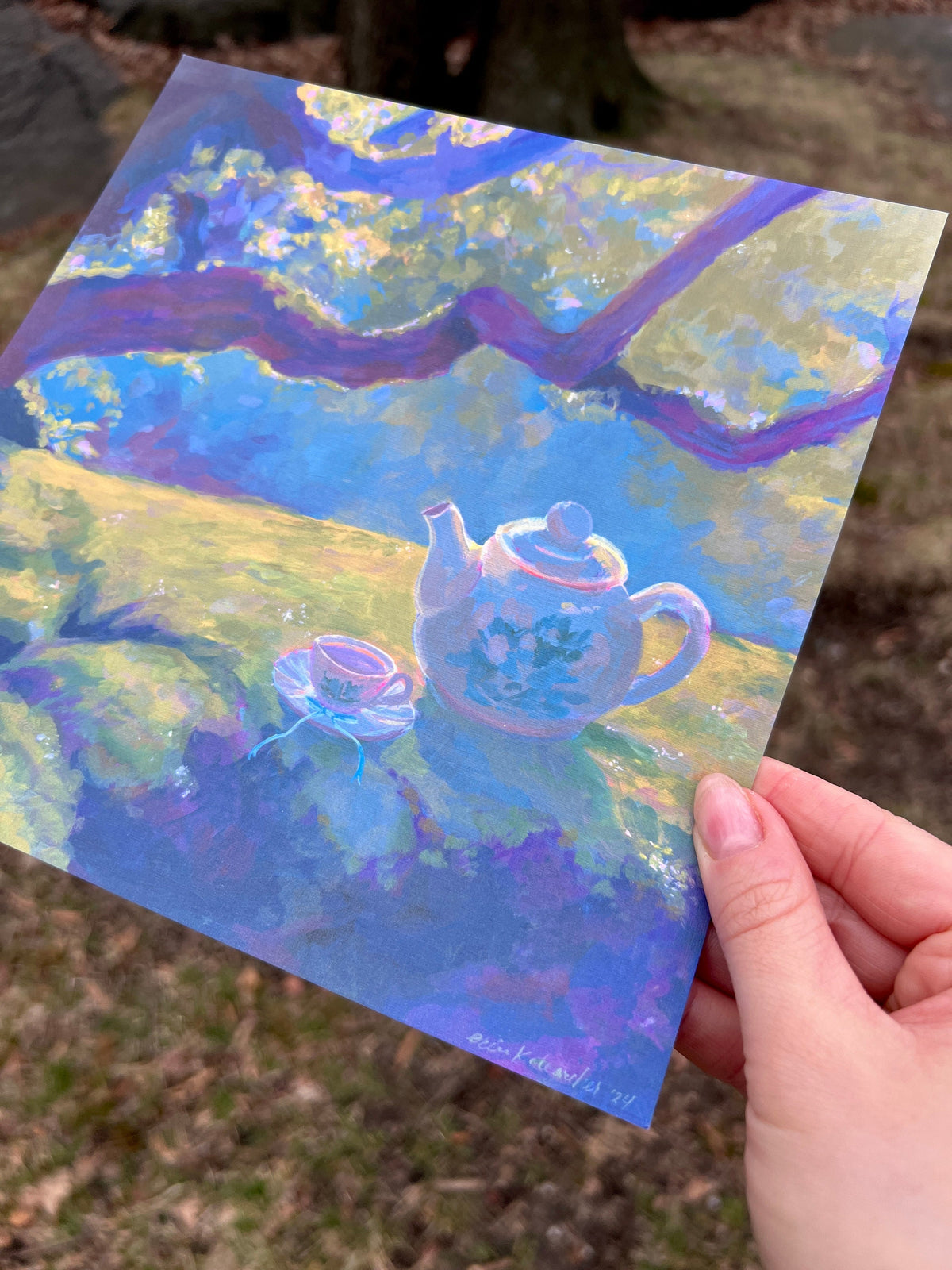sylvan tea - art print from original acrylic painting - romantic and calming