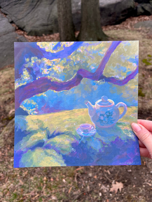 sylvan tea - art print from original acrylic painting - romantic and calming
