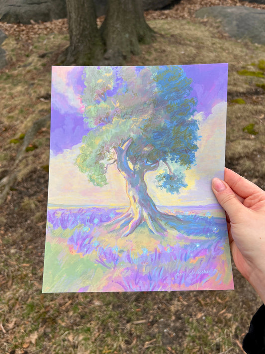 the fairy ring - fantasy landscape art print from original gouache painting