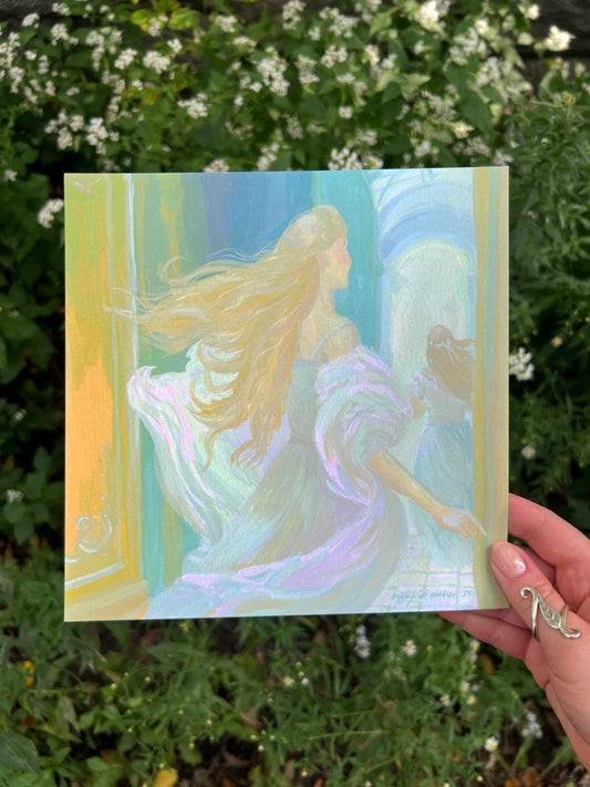 through hallowed halls - romantic art print from original gouache painting