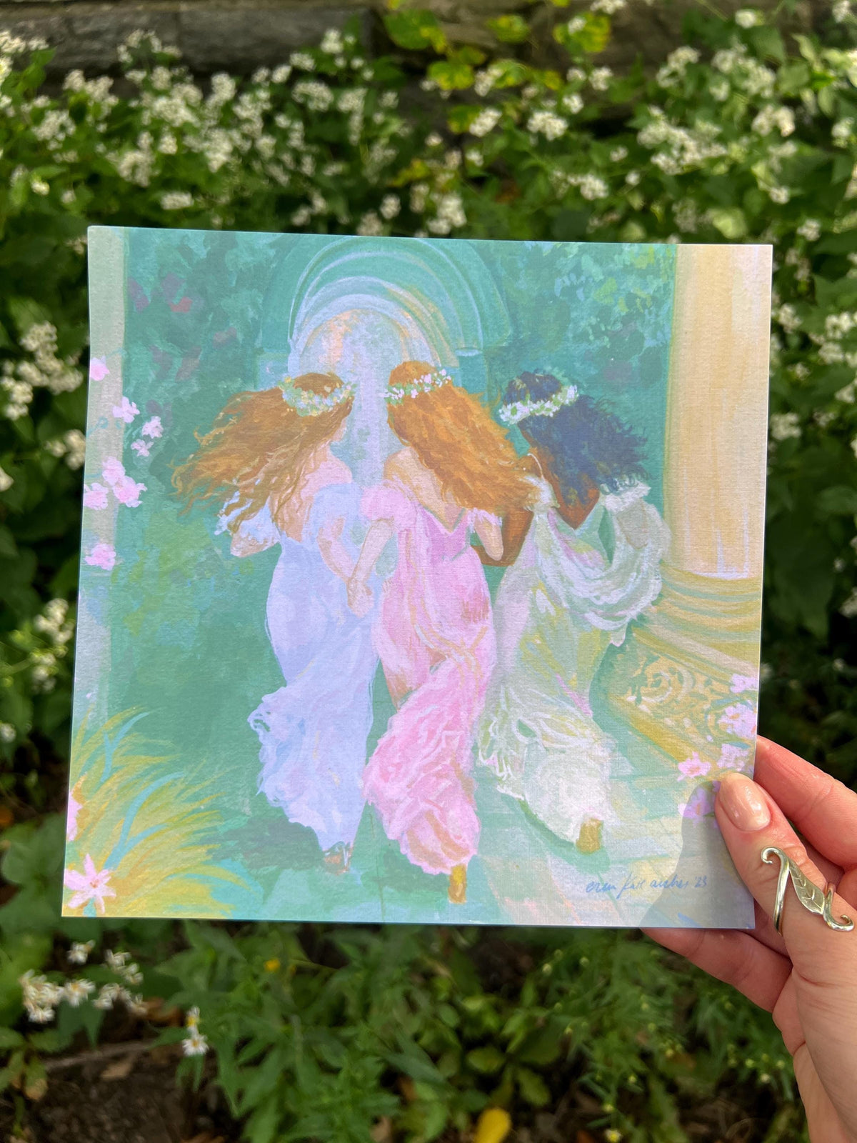 through hallowed halls ii - romantic art print from original gouache painting