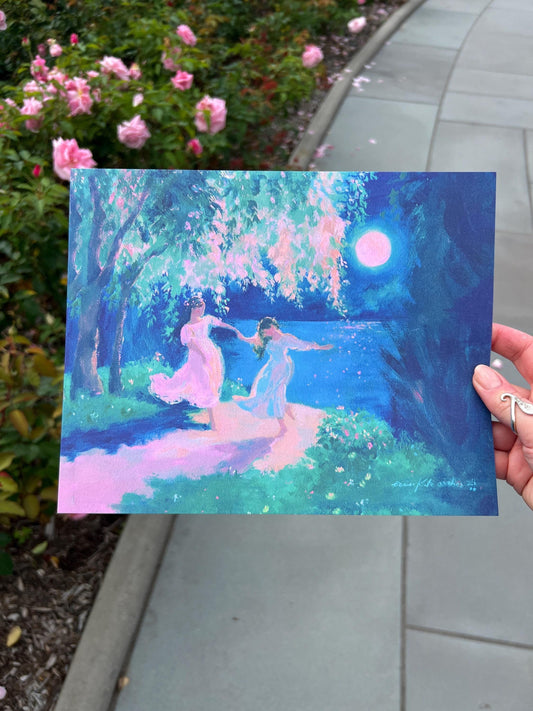 nocturne duet - romantic art print from original acrylic painting