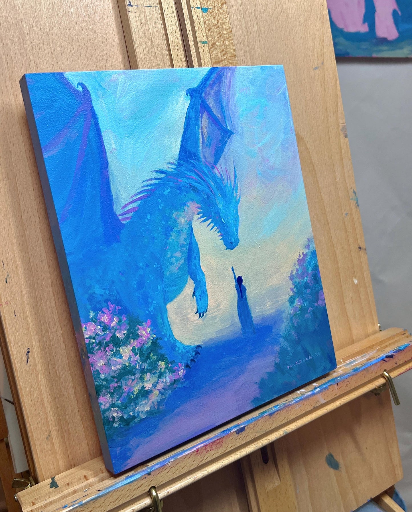 the dragon's chosen - fantasy dragon rider illustration art print from original acrylic painting
