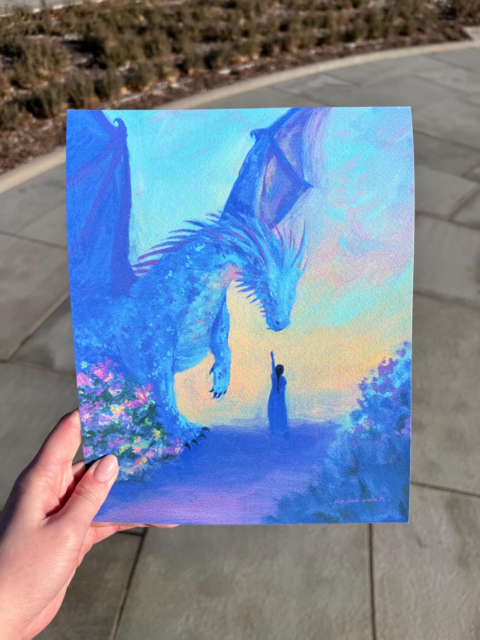 the dragon's chosen - fantasy dragon rider illustration art print from original acrylic painting