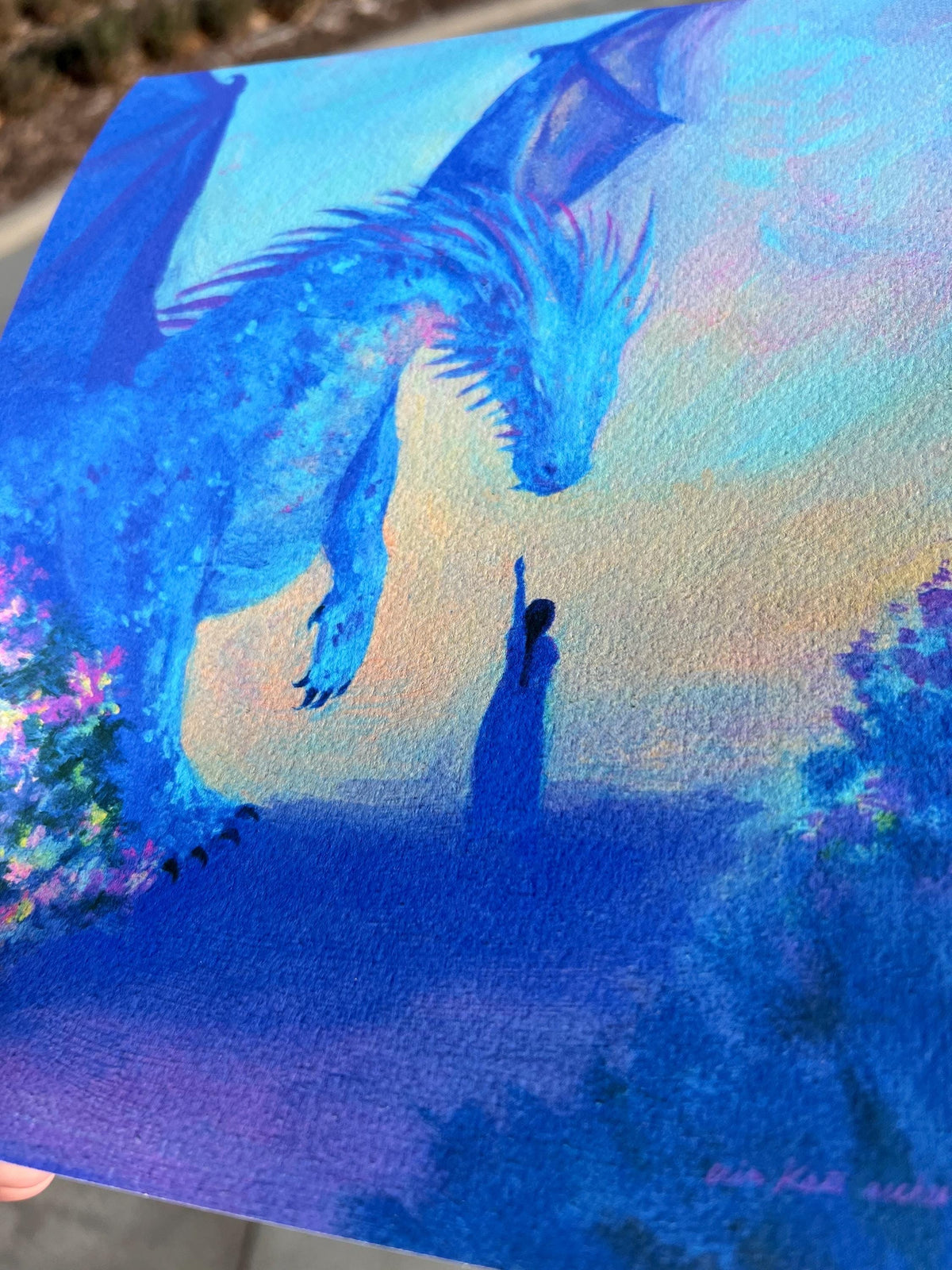 the dragon's chosen - fantasy dragon rider illustration art print from original acrylic painting