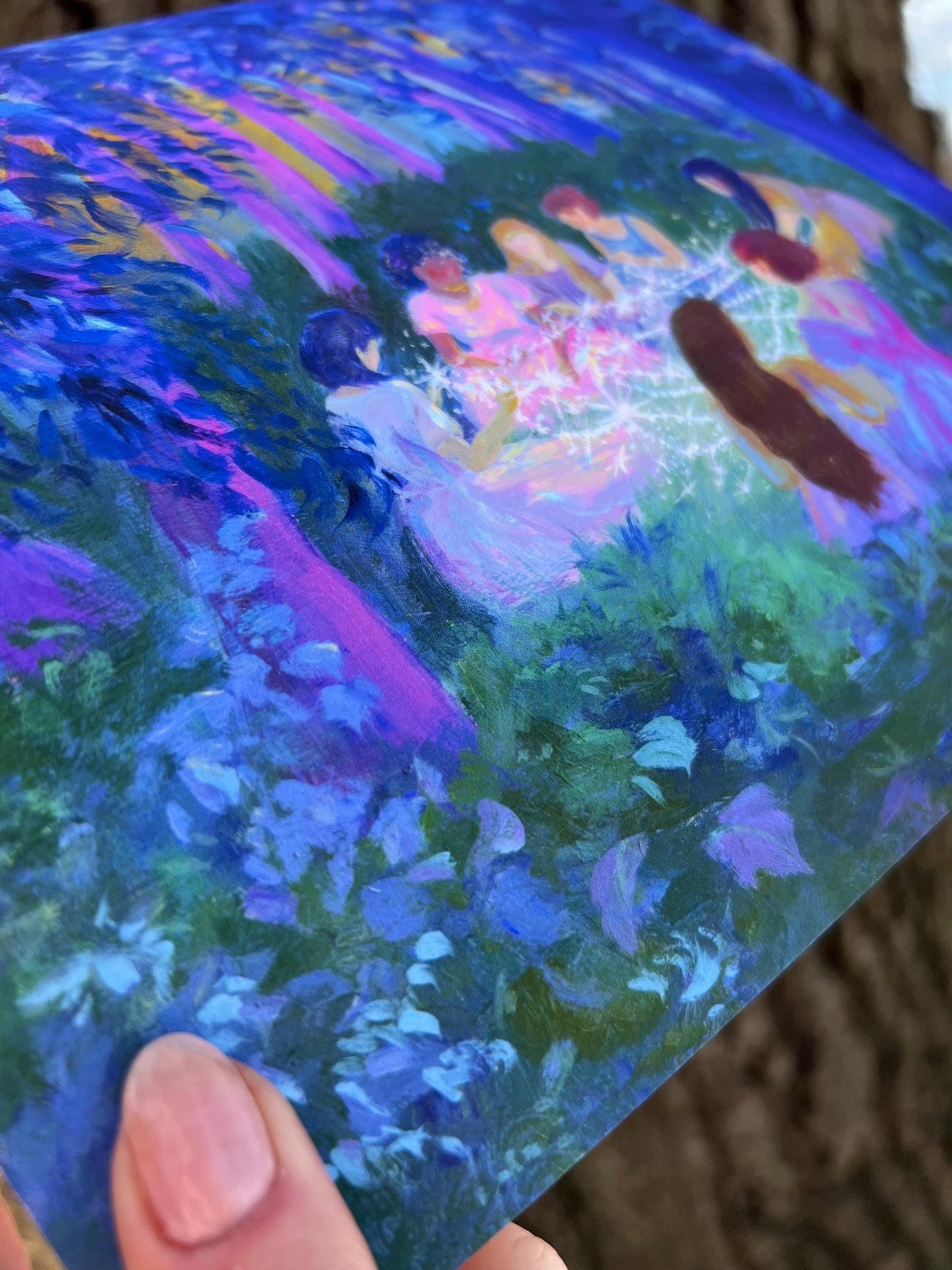 woven together - art print from original acrylic painting - fantasy landscape romantic illustration