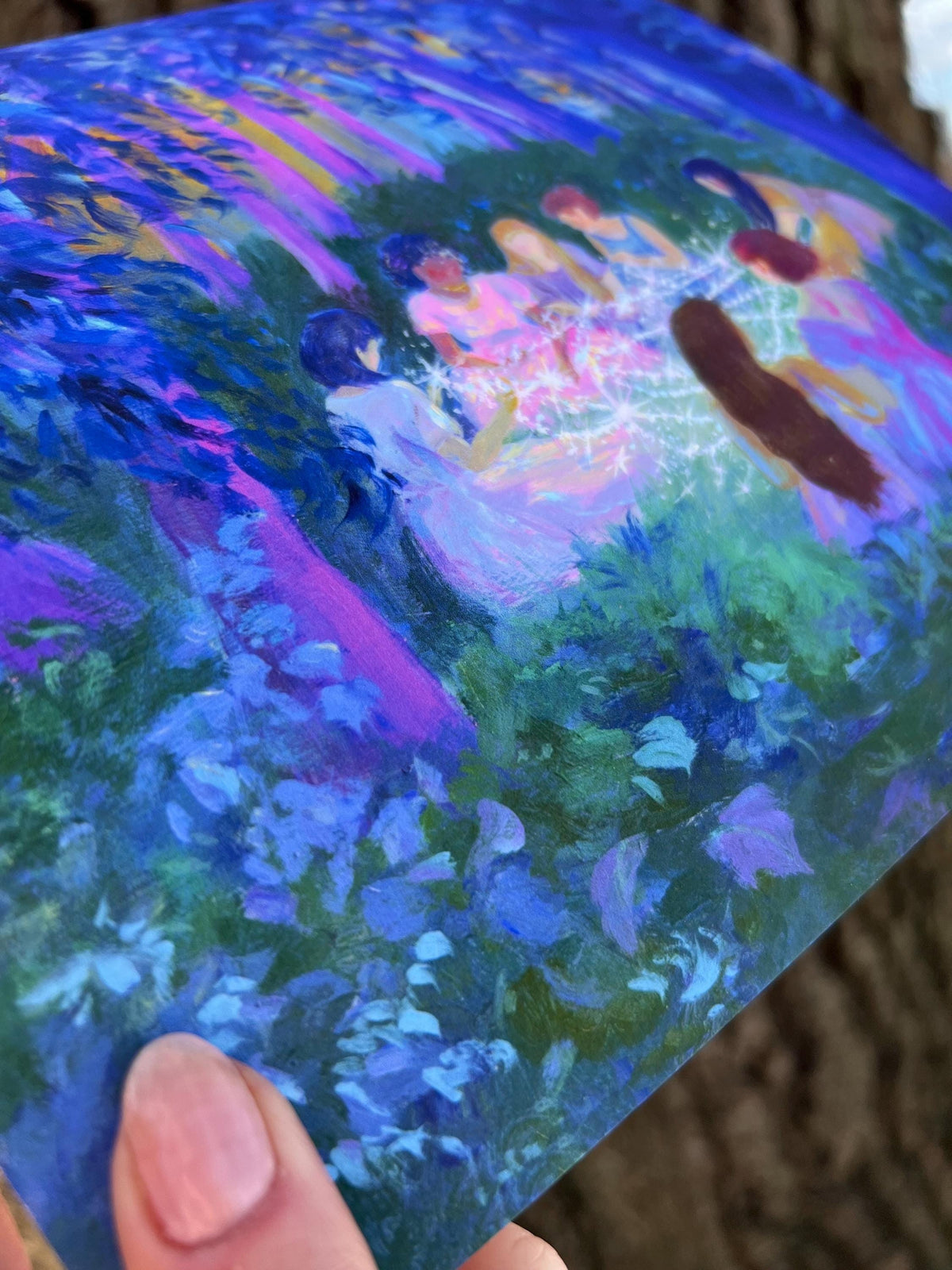 woven together - art print from original acrylic painting - fantasy landscape romantic illustration
