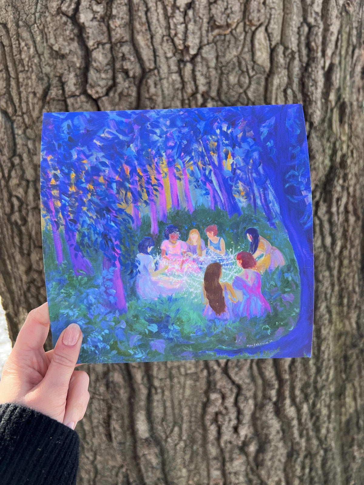 woven together - art print from original acrylic painting - fantasy landscape romantic illustration