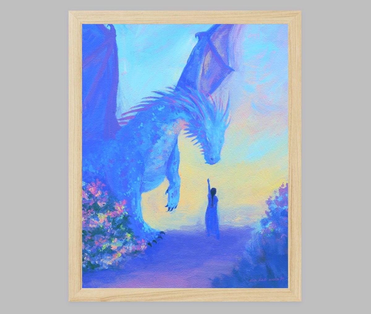 the dragon's chosen - fantasy dragon rider illustration art print from original acrylic painting