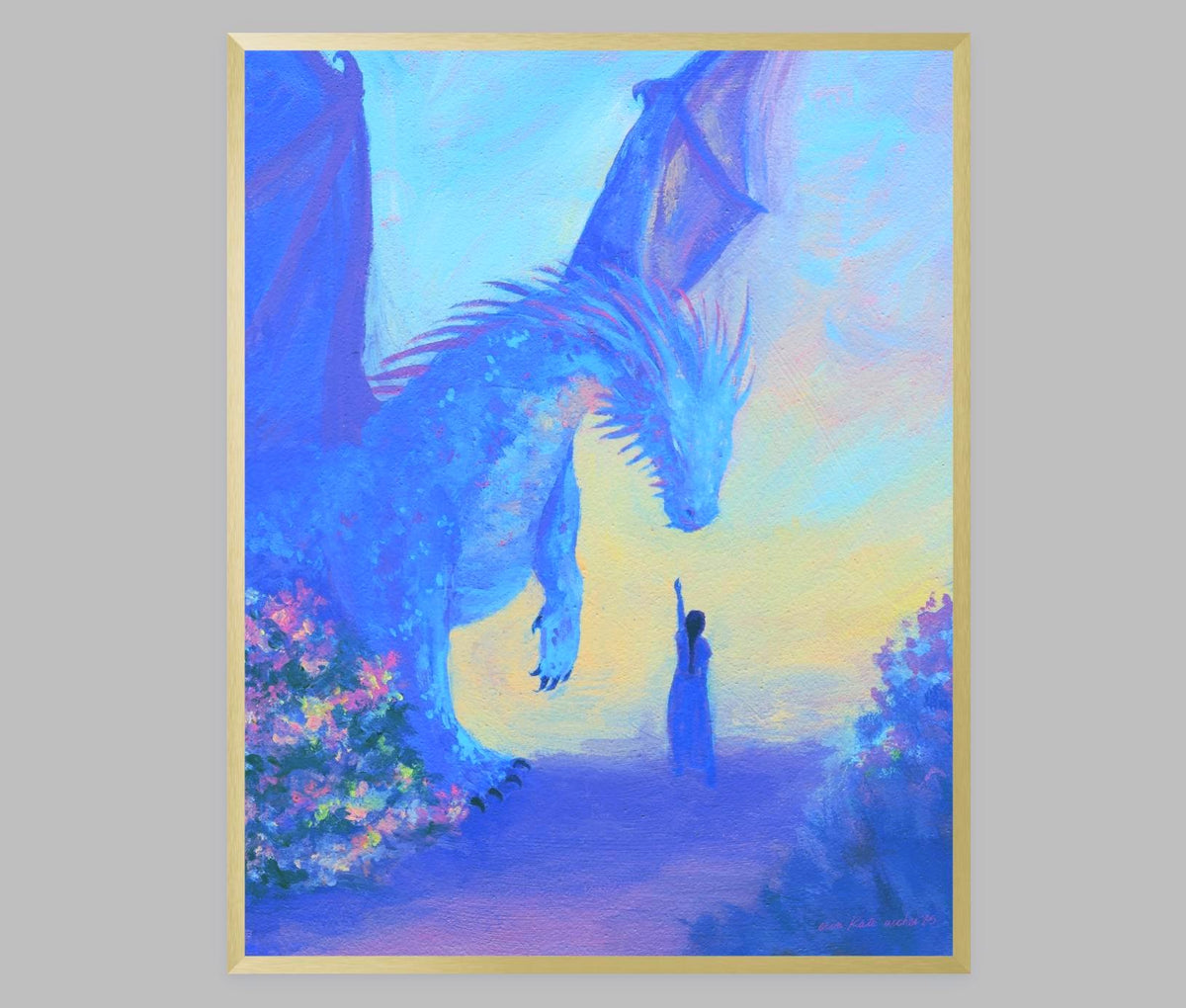 the dragon's chosen - fantasy dragon rider illustration art print from original acrylic painting