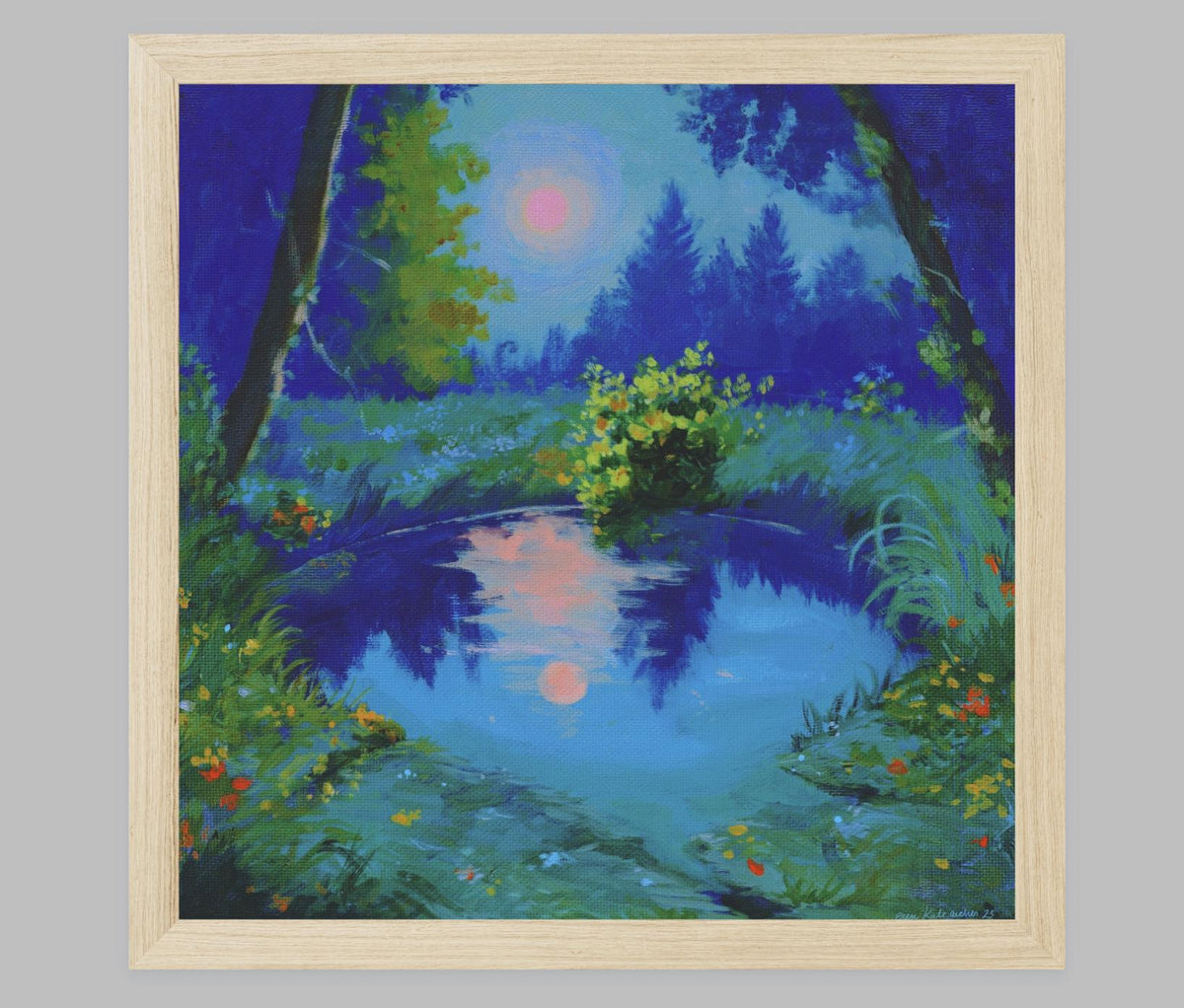 moonlit dip - art print from original acrylic painting - fantasy landscape romantic illustration