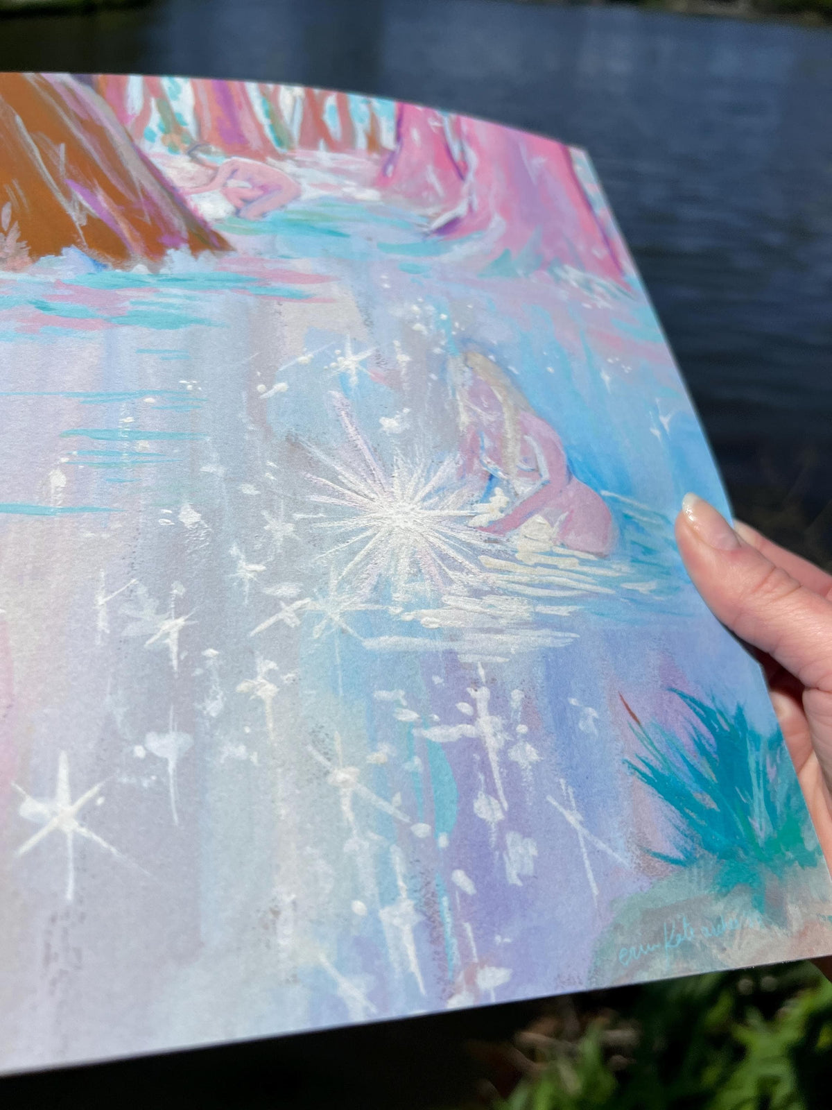 liquid light - art print from original gouache painting - calming magical romantic pastel-color