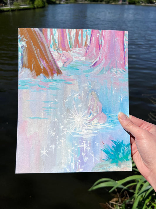 liquid light - art print from original gouache painting - calming magical romantic pastel-color