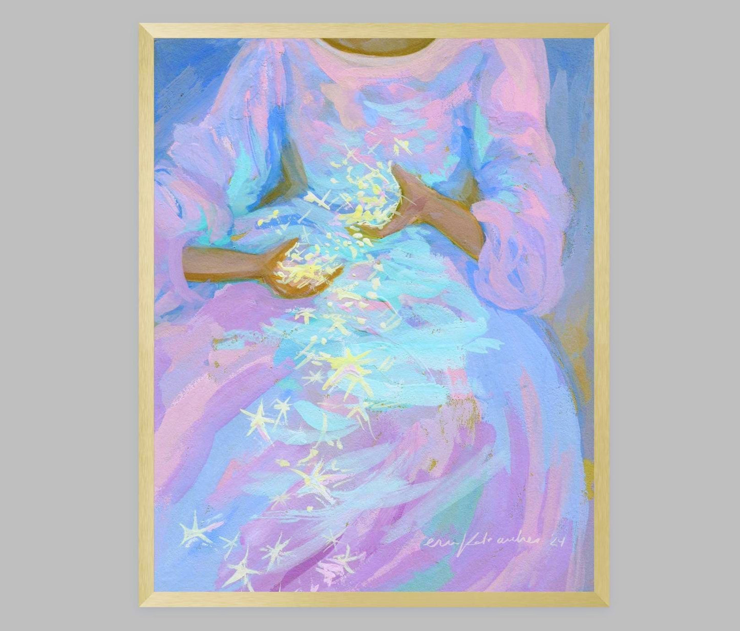 star tumble - pastel-color art print from original gouache painting - magical celestial fairytale