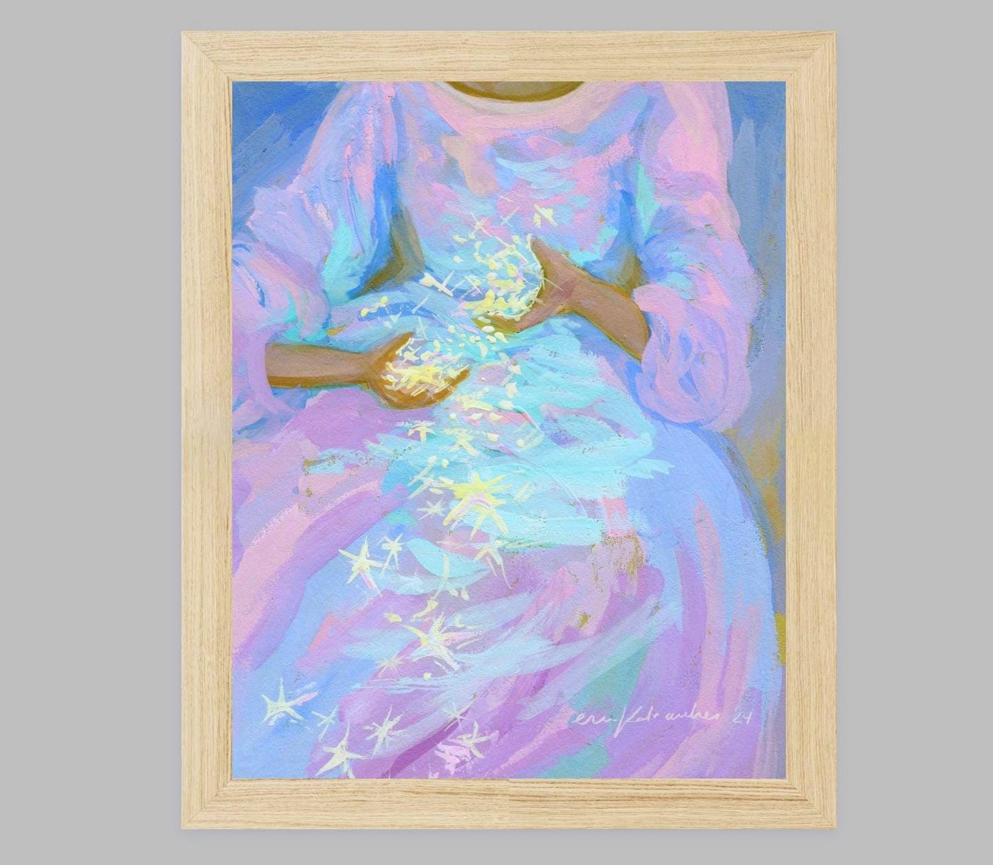 star tumble - pastel-color art print from original gouache painting - magical celestial fairytale