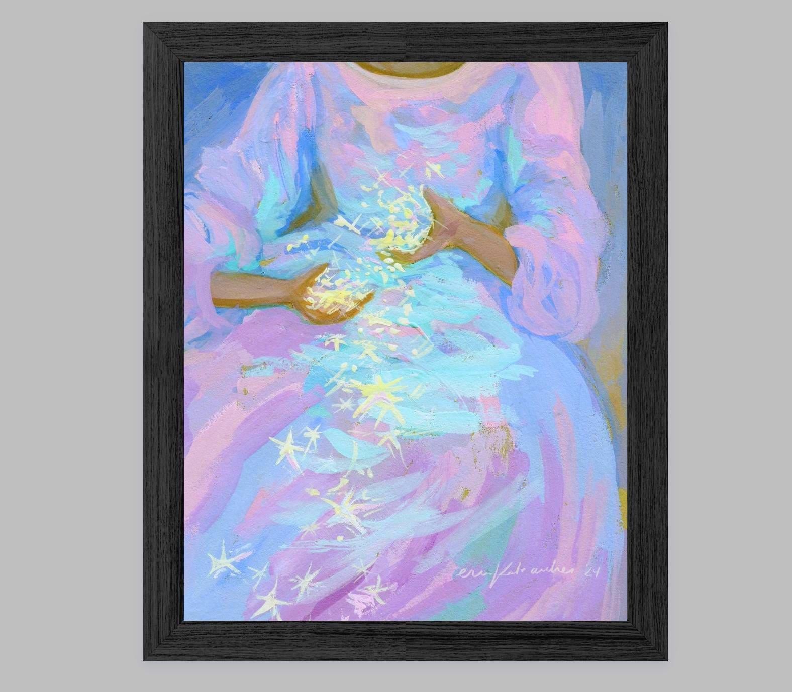 star tumble - pastel-color art print from original gouache painting - magical celestial fairytale