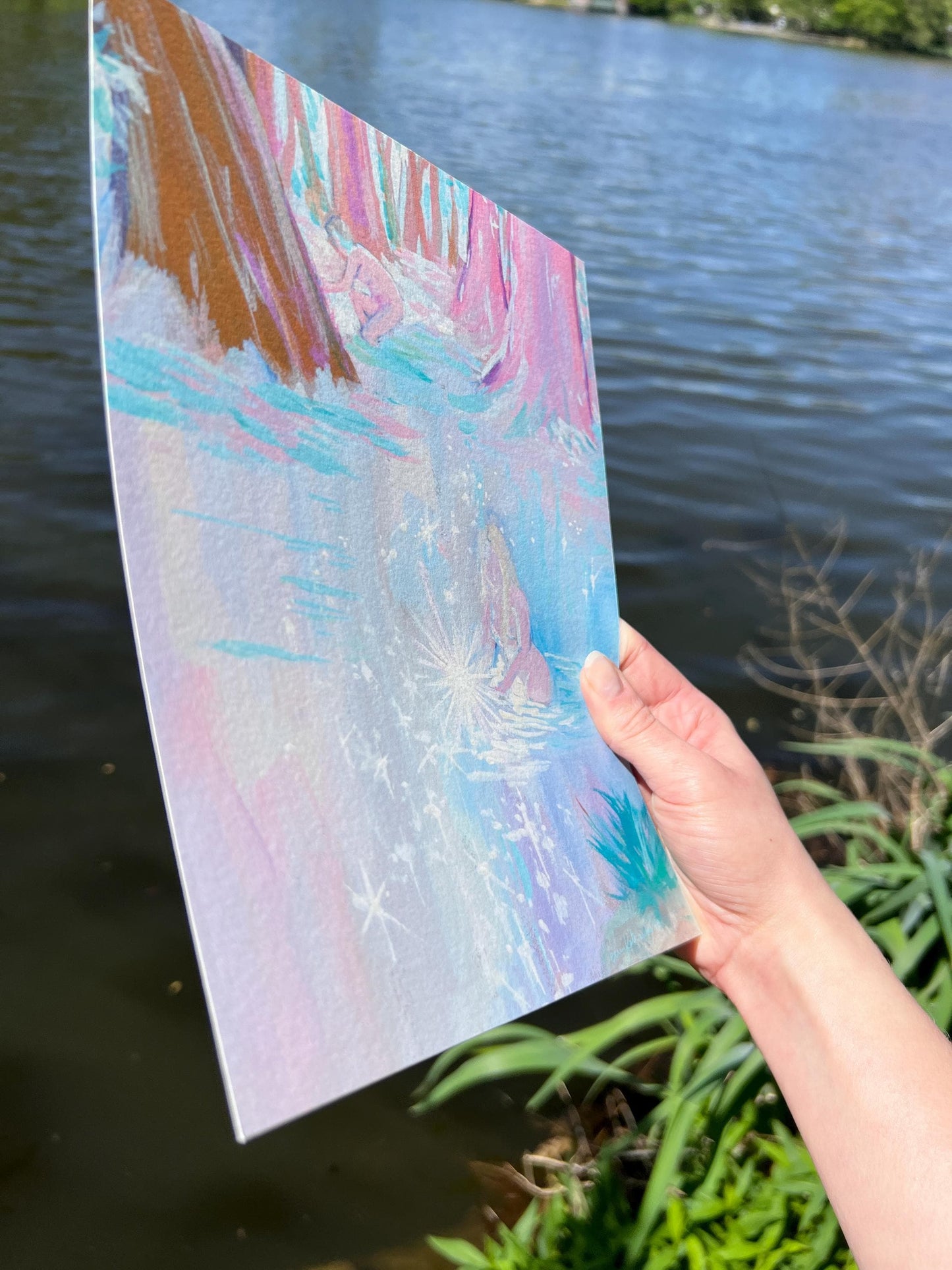 liquid light - art print from original gouache painting - calming magical romantic pastel-color