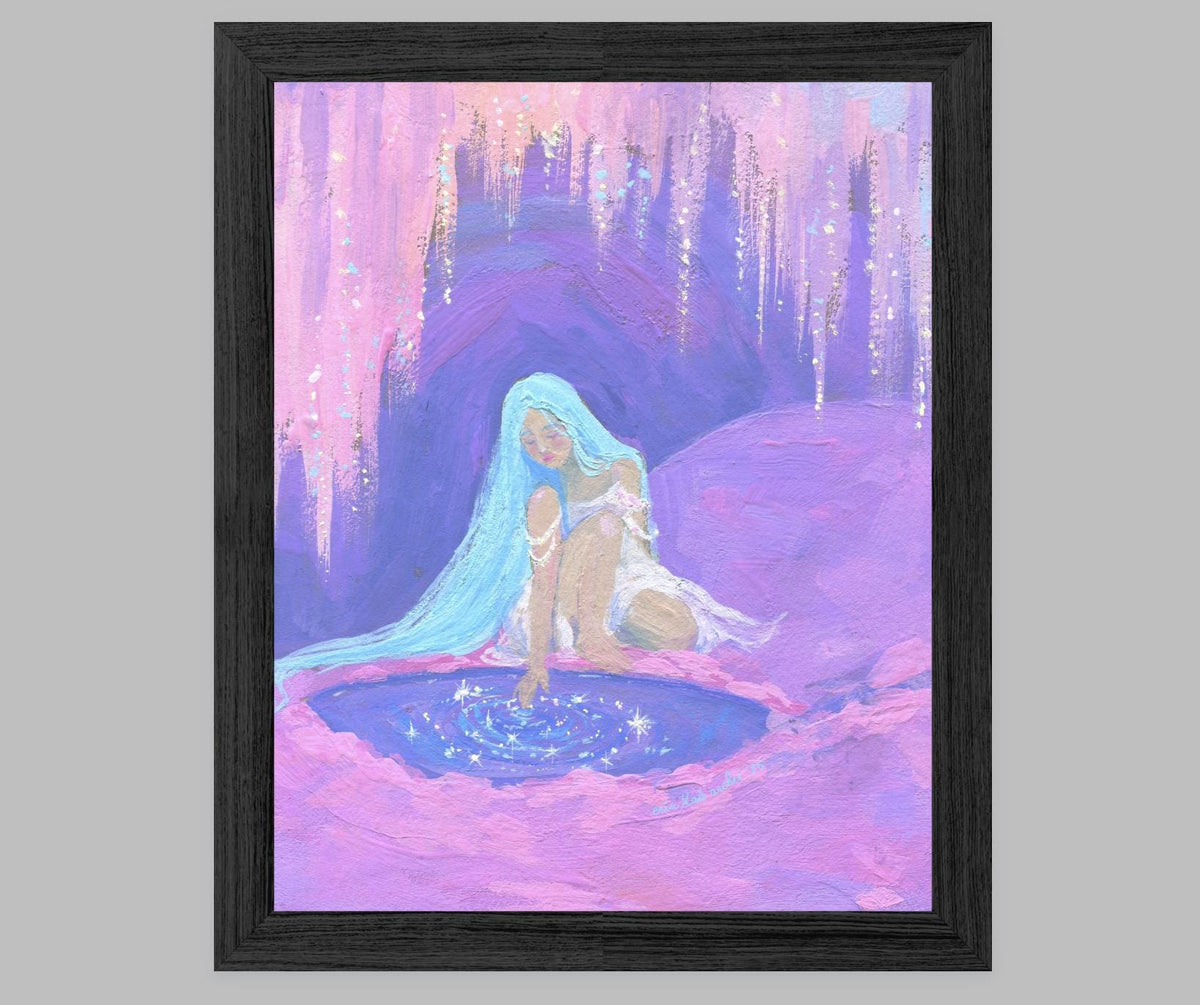 dreaming pool - art print from original gouache painting