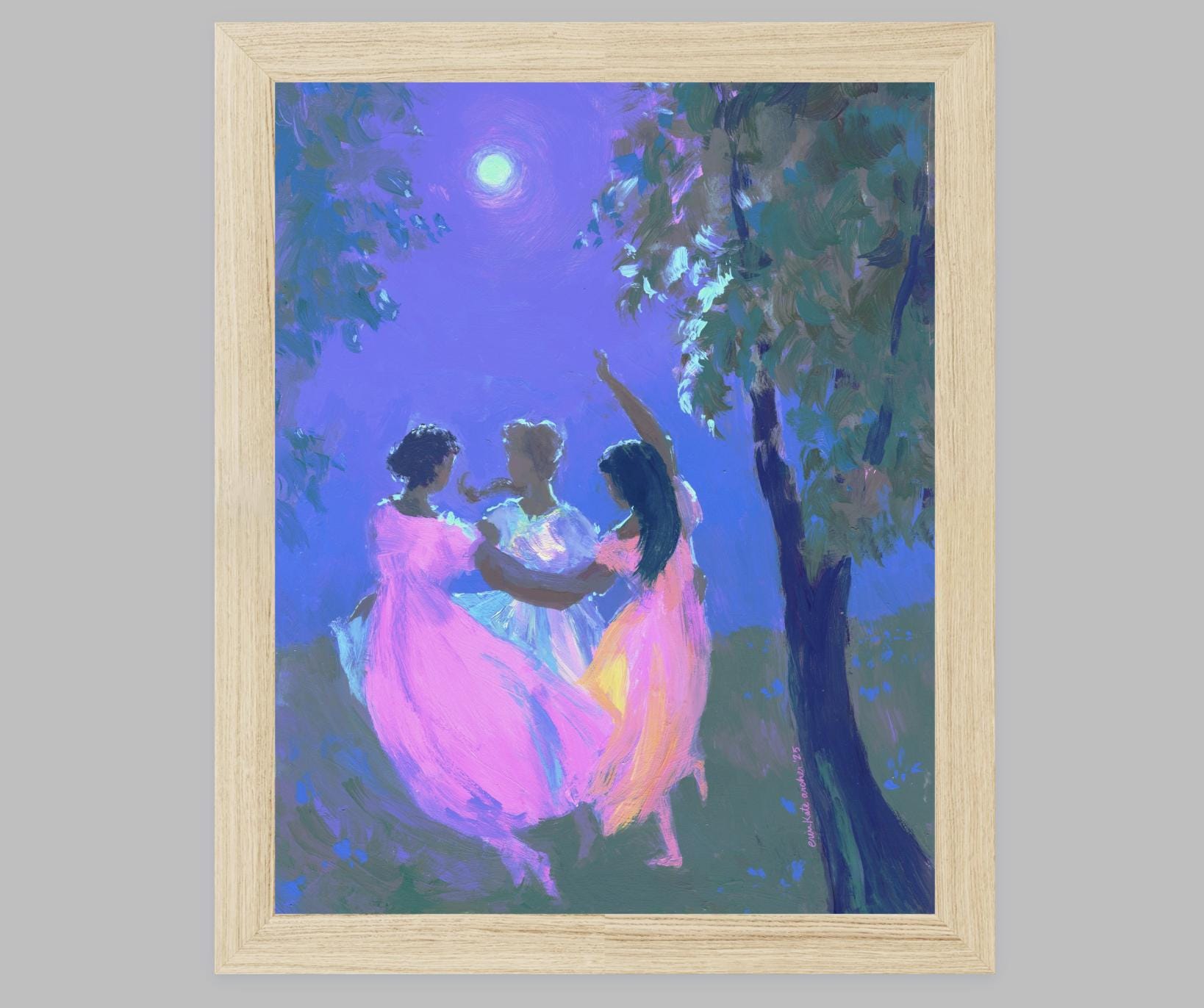 dance with the moon - art print from original acrylic painting, coven and fairy tale inspired