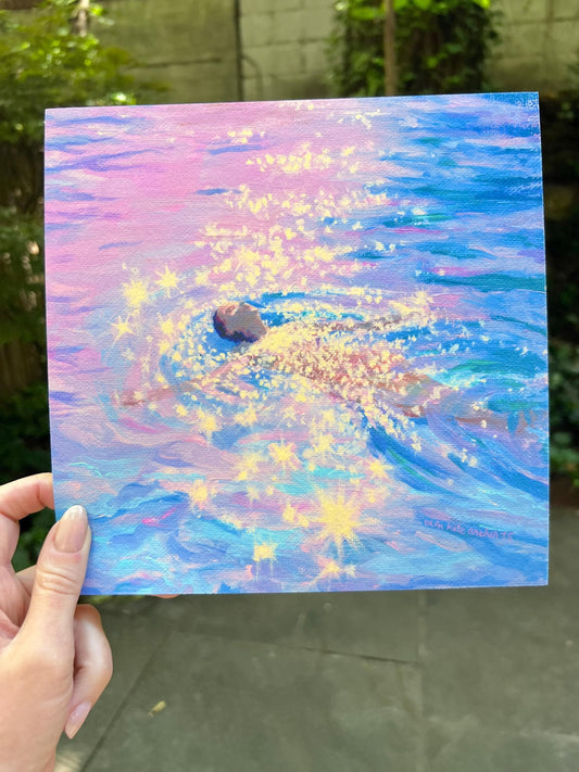 loinnir held - art print from original acrylic painting of swimmer in sparkling water
