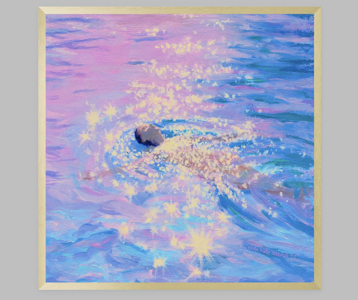loinnir held - art print from original acrylic painting of swimmer in sparkling water