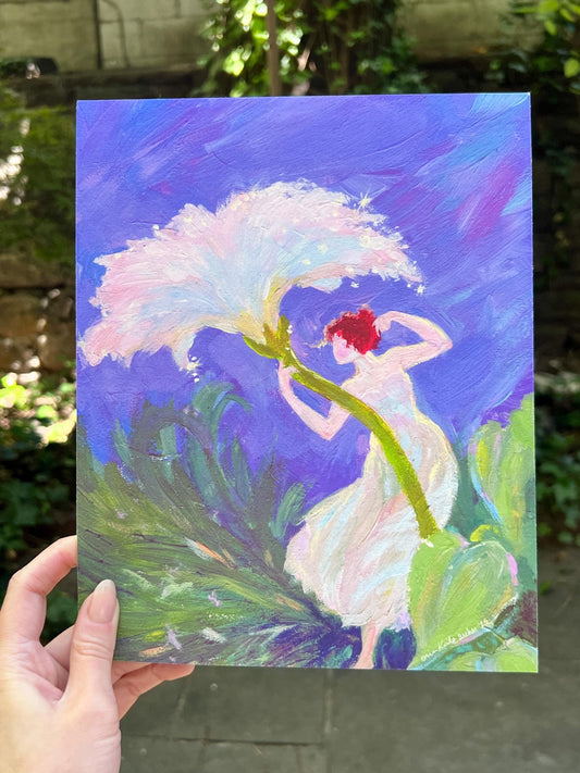 marvelous dancer you are - art print from original goauche painting, fae & flower