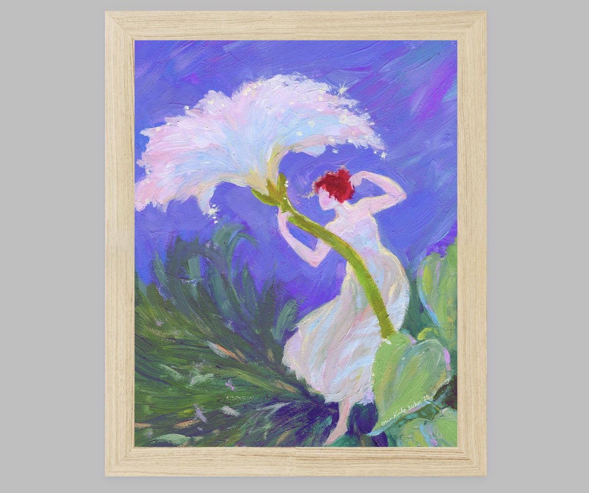 marvelous dancer you are - art print from original goauche painting, fae & flower