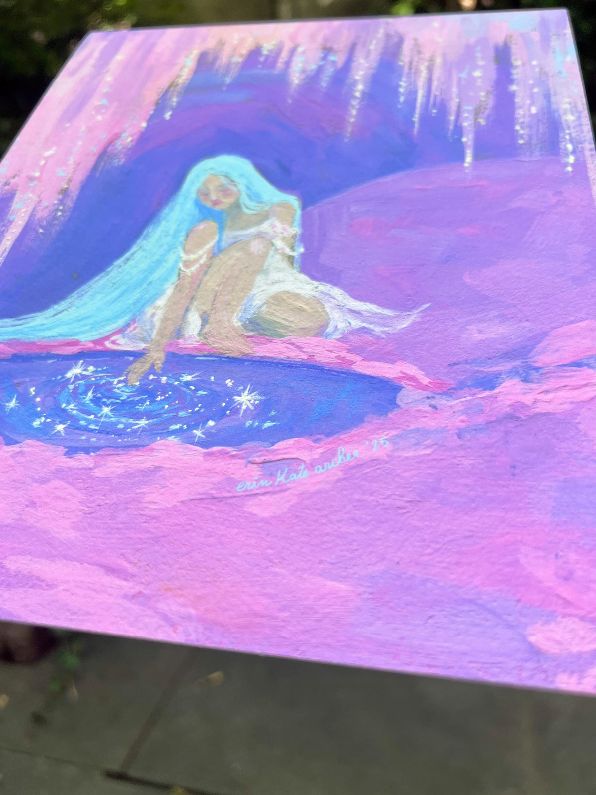 dreaming pool - art print from original gouache painting