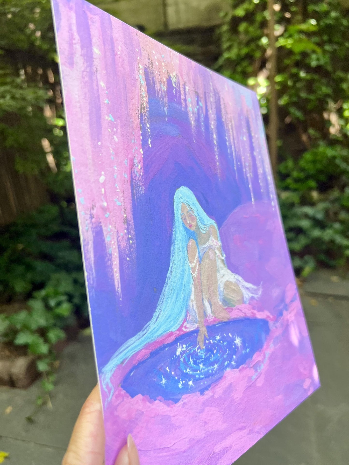 dreaming pool - art print from original gouache painting