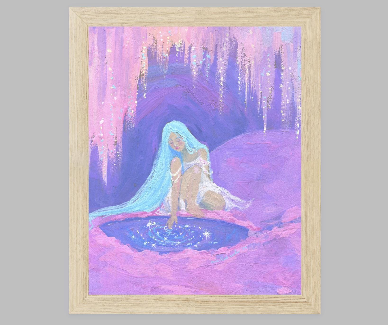 dreaming pool - art print from original gouache painting