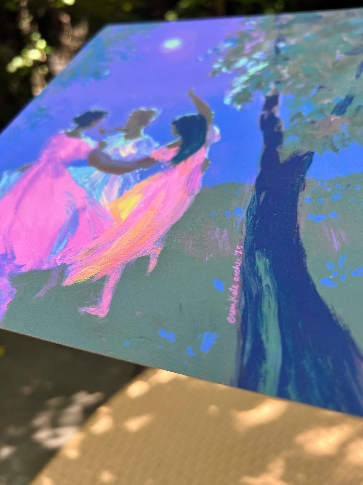 dance with the moon - art print from original acrylic painting, coven and fairy tale inspired